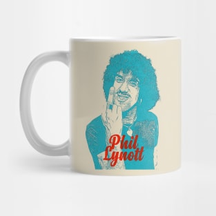 Retro Phil Lynott Middle Finger Overprint Mug